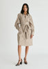 Striped Volume Sleeve Shirt Dress with Matching Tie Belt in Khaki Stripes Front