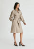 Striped Volume Sleeve Shirt Dress with Matching Tie Belt in Khaki Stripes Side