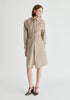 Asymmetric Striped Shirt Dress with Button Detail in Khaki Stripes
