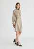 Asymmetric Striped Shirt Dress with Button Detail in Khaki Stripes Side
