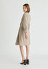 Asymmetric Striped Shirt Dress with Button Detail in Khaki Stripes Back