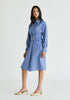 Asymmetric Striped Shirt Dress with Button Detail in Blue Stripes Side