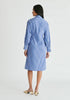 Asymmetric Striped Shirt Dress with Button Detail in Blue Stripes Back