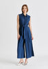 Linen Blend Jumpsuit with Stitch Details in Navy
