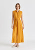Linen Blend Jumpsuit with Stitch Details in Ochre Yellow Front