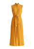 Linen Blend Jumpsuit with Stitch Details in Ochre Yellow Cutout