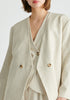 Drop Shoulder Double Breasted Blazer in Oatmeal Closeup