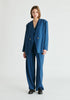 Drop Shoulder Double Breasted Blazer in Denim Blue Front