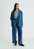Drop Shoulder Double Breasted Blazer in Denim Blue Front