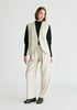 Side Buttoned Longline Waistcoat in Oatmeal