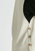 Side Buttoned Longline Waistcoat in Oatmeal Closeup