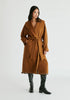 Shawl Collar Wool Coat with Belt in Camel Front
