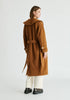 Shawl Collar Wool Coat with Belt in Camel Back