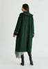 Shawl Collar Wool Coat with Belt in Dark Green Back