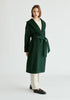 Shawl Collar Wool Coat with Belt in Dark Green Side