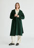 Shawl Collar Wool Coat with Belt in Dark Green Front