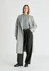 Shawl Collar Wool Coat with Belt in Light Grey Front