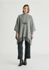 Poncho Scarf With Toggle Closure in Grey Front