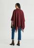 Poncho Scarf With Toggle Closure in Burgundy Back