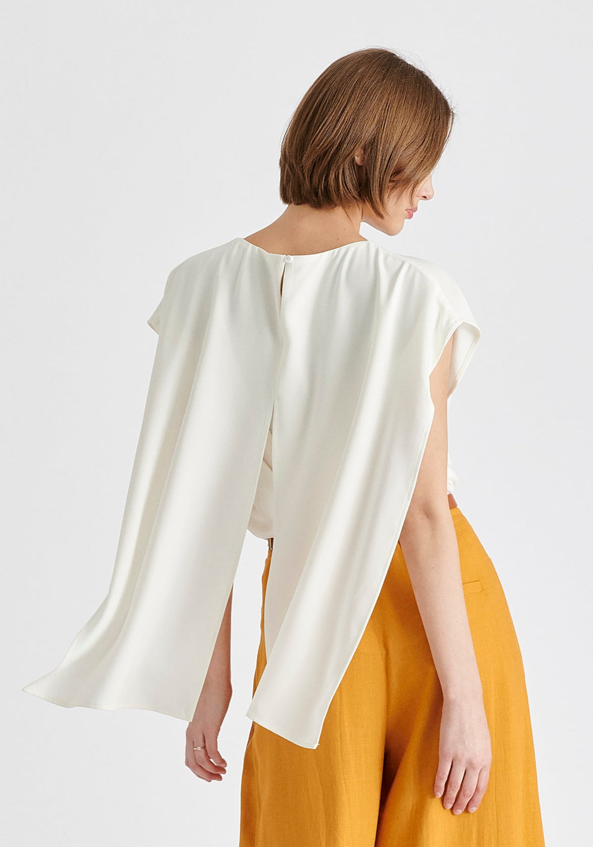 Round Neck Cape Top with Belt