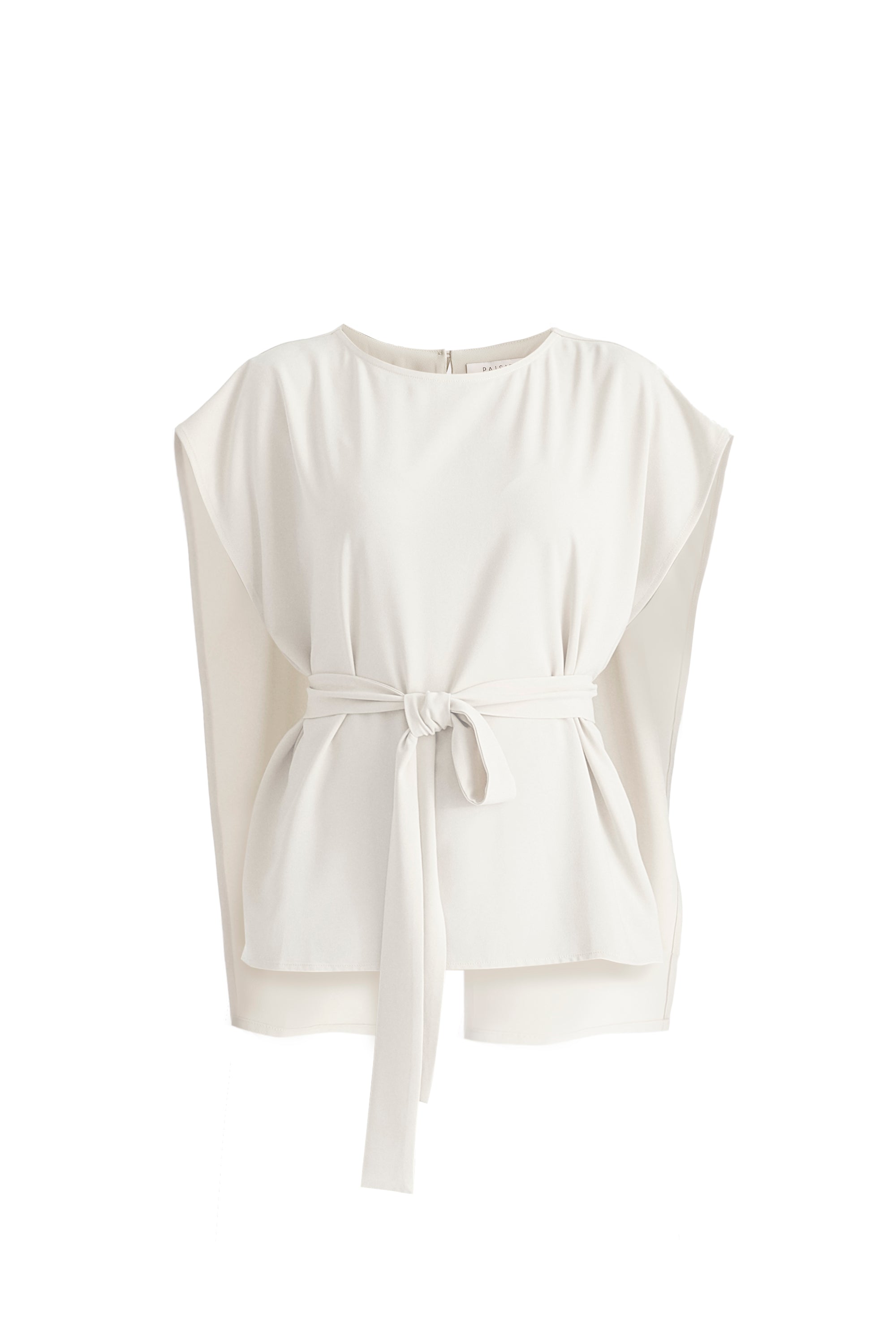 Round Neck Cape Top with Belt