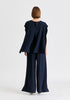 Round Neck Cape Top with Belt in Navy Back