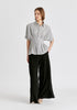 Striped Shirt with Waist Pleats