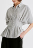Striped Shirt with Waist Pleats