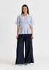 Striped Shirt with Waist Pleats
