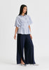 Striped Shirt with Waist Pleats