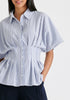 Striped Shirt with Waist Pleats