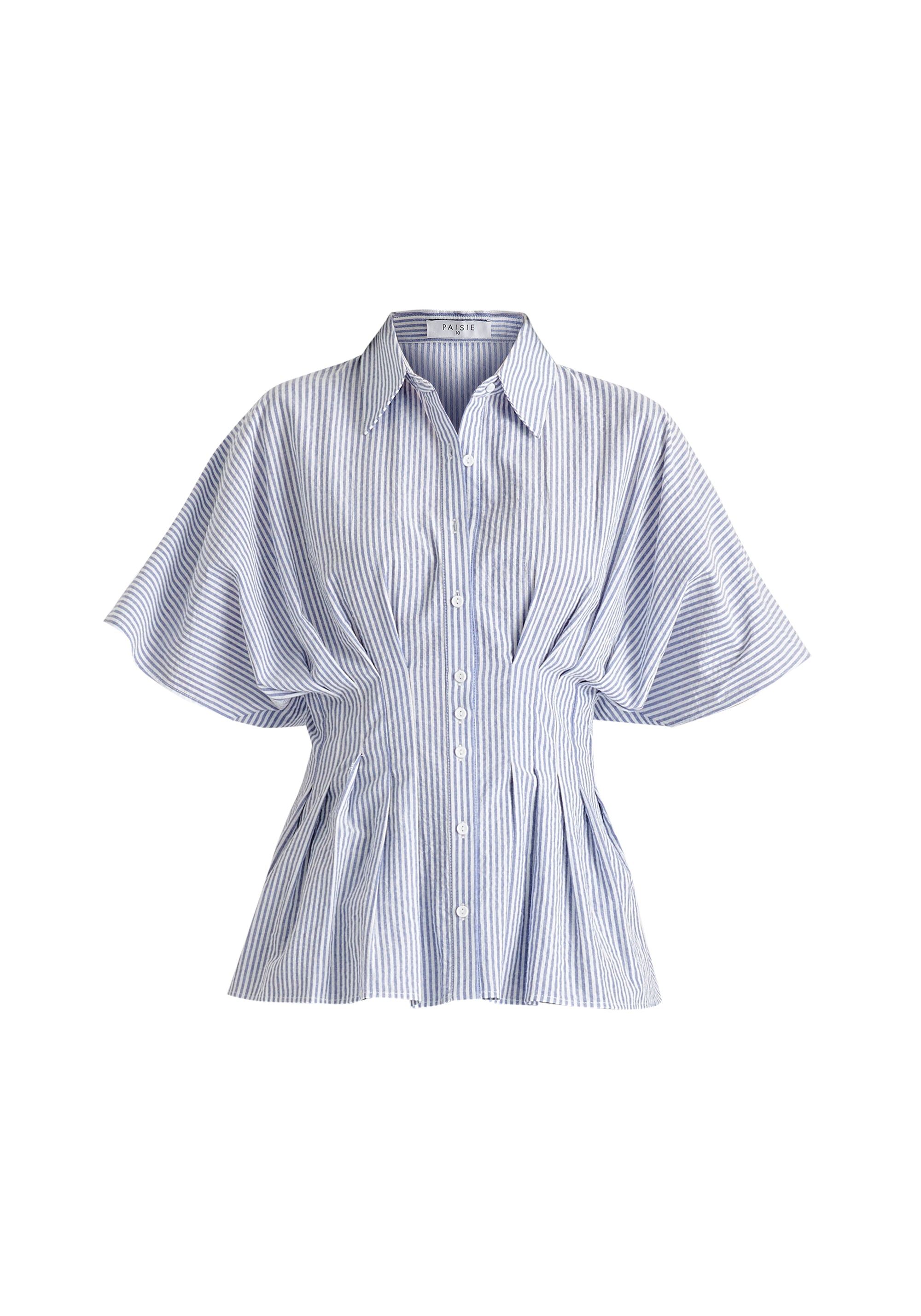 Striped Shirt with Waist Pleats