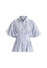 Striped Shirt with Waist Pleats