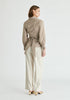 Wrap Tie Waist Shirt in Khaki Stripes Back
