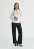 Wrap Tie Waist Shirt in White Front