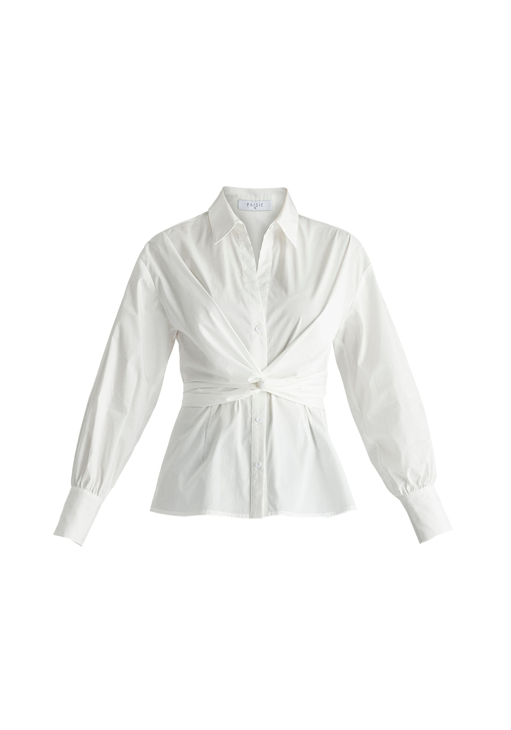 Wrap Tie Waist Shirt in White Cutout