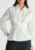 Wrap Tie Waist Shirt in White Closeup