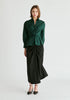 Wrap Tie Waist Shirt in Dark Green Front