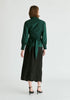 Wrap Tie Waist Shirt in Dark Green Back