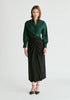 Wrap Tie Waist Shirt in Dark Green Front