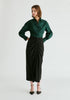 Wrap Tie Waist Shirt in Dark Green Front