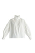 Puff Sleeve Shirt with Ruffled Collar in White Cutout
