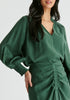 V-Neck Blouse with Gathered Detail in Green