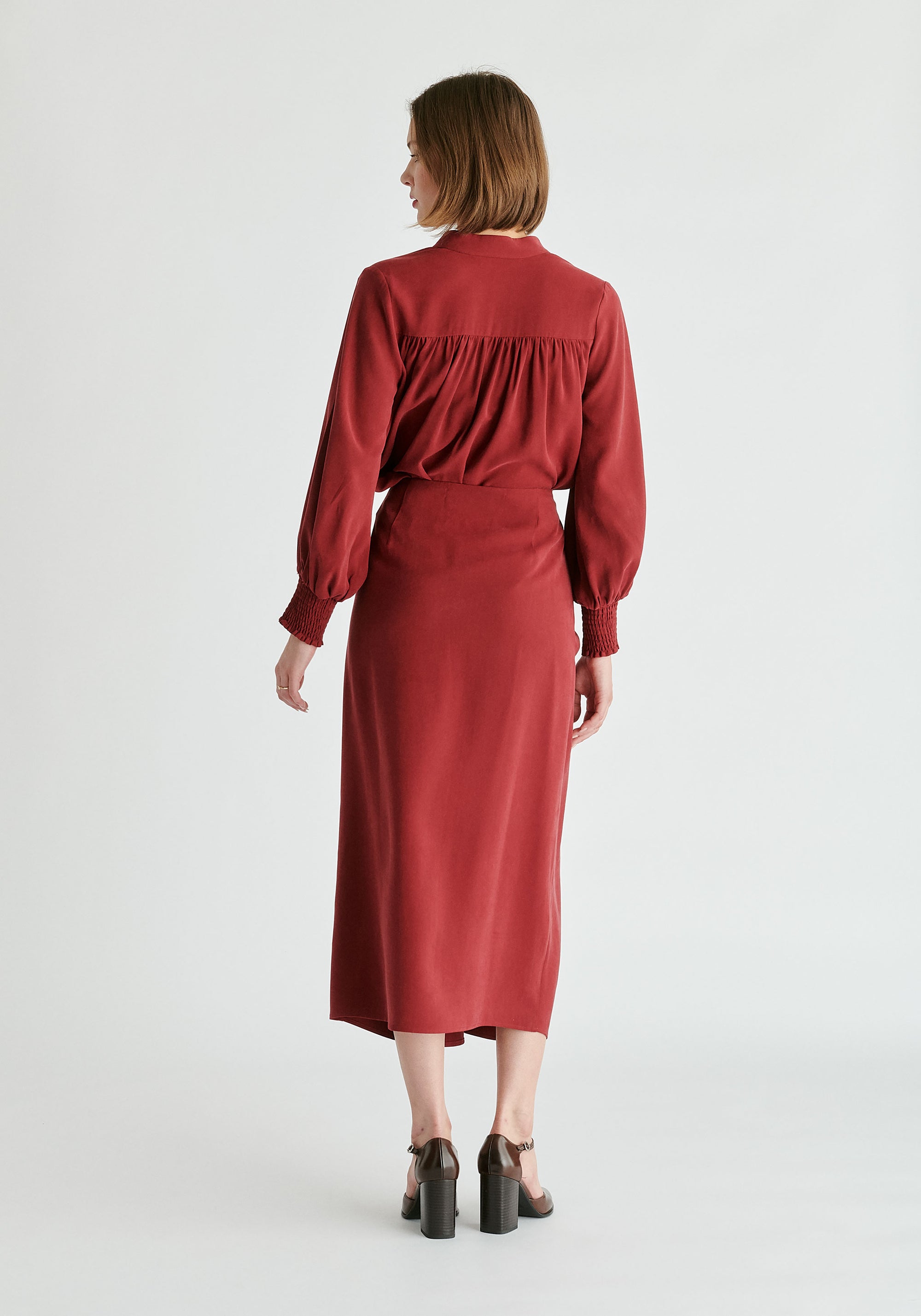 V-Neck Blouse with Gathered Detail