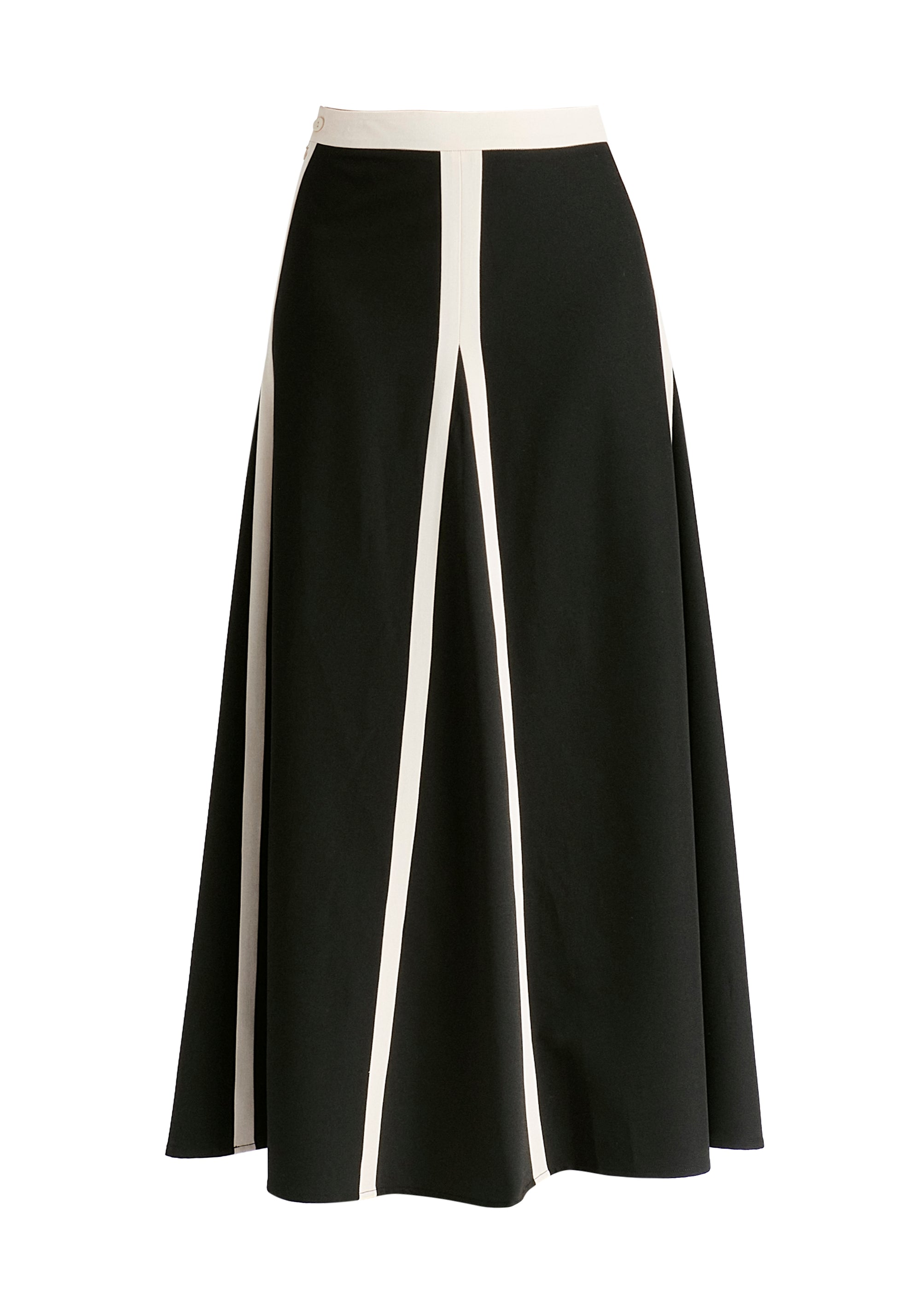 Contrast Trim Maxi Skirt in Black and Beige Cutout