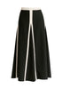 Contrast Trim Maxi Skirt in Black and Beige Cutout