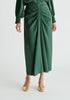 Ruched Front Midi Skirt in Green Closeup