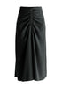Ruched Front Midi Skirt in Black Cutout
