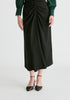 Ruched Front Midi Skirt in Black Closeup