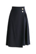 Wrap Midi Skirt with Pleated Detail in Navy Cutout